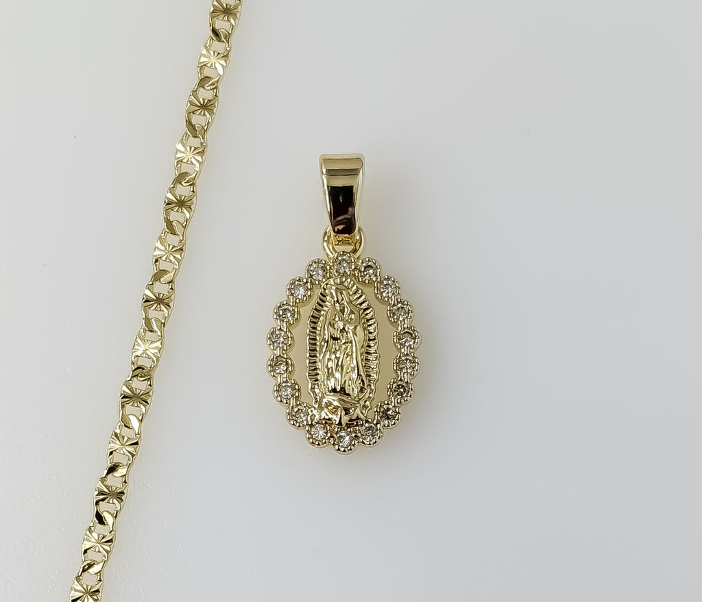 Plated Dainty Virgin Mary 2.5mm Star Chain Necklace