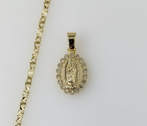 Plated Dainty Virgin Mary 2.5mm Star Chain Necklace