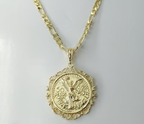 A 6mm gold plated 18K figaro chain necklace in a Mexican Centenario style.