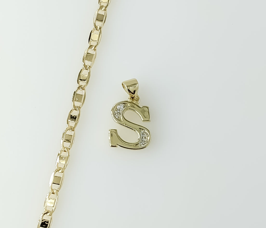 Gold plated mariner anchor chain necklace with a 3mm flat link style.