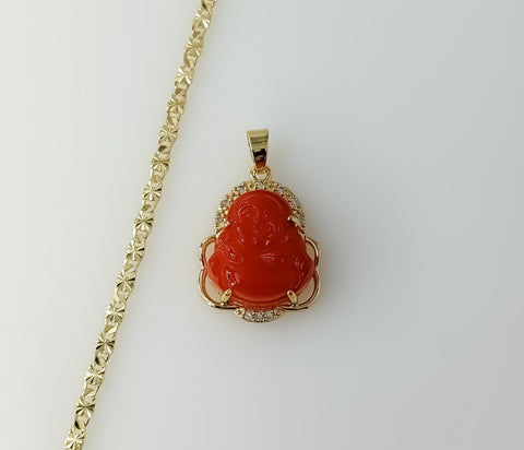 Gold plated dainty Buddha pendant on a 3mm star chain necklace.