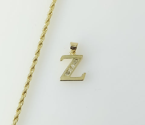 Plated Dainty Letter "Z" 2mm Rope/Braided Chain Necklace