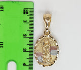 Plated Tri-Color Virgin Mary 4mm Figaro Chain Necklace