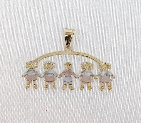 Plated Four Girls and Boy Pendant