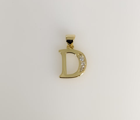 Plated Letter Initial "D" Pendant