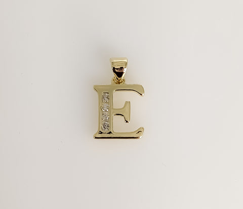 Plated Letter Initial "E" Pendant