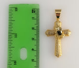 Cross Saint Jude Double Pendants Charms 3mm Figaro Plated Necklace