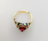Plated Adjustable Red Heart Ring