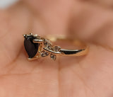 Plated Black Heart with Butterfly Ring