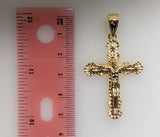 Plated Cross 4mm 14K Diamond Cut Figaro Chain Necklace