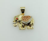 Plated Tri-Color Elephant Pendant