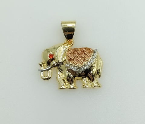 Plated Tri-Color Elephant Pendant