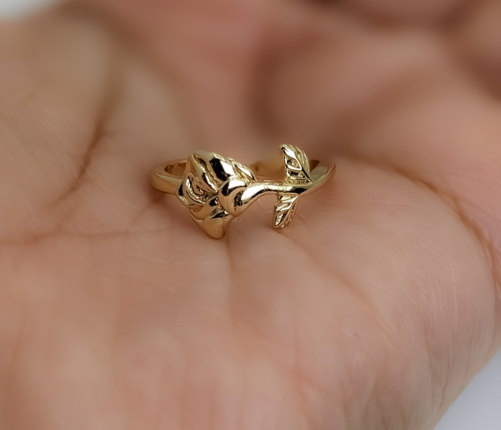 Plated Adjustable Dainty Rose Flower Ring