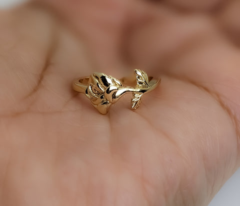 Plated Adjustable Dainty Rose Flower Ring