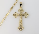 Plated Cross 3mm Figaro Chain Necklace