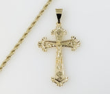 Plated Cross 3mm Rope/Braided Chain Necklace