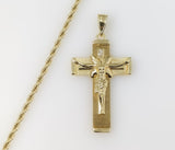 Plated Cross 3mm Rope/Braided Chain Necklace