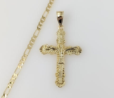 Plated Cross 3mm Figaro Chain Necklace