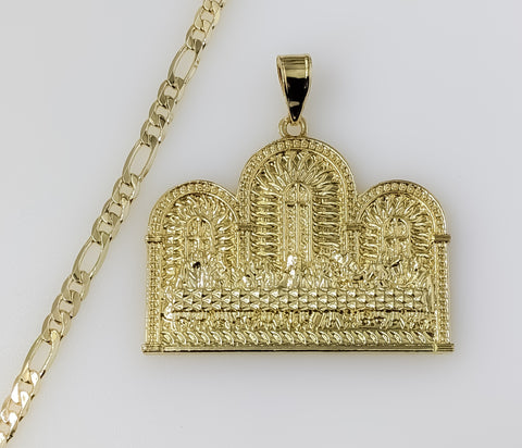 Plated The Last Supper 4mm Figaro Chain Necklace