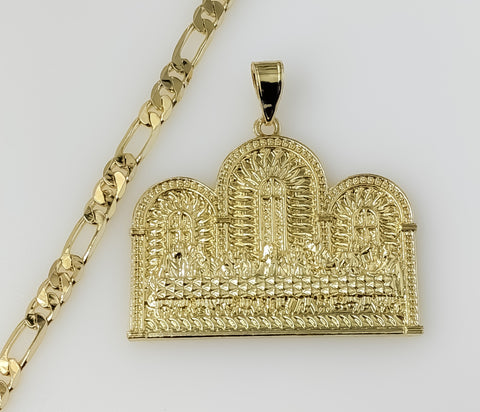 Plated The Last Supper 5mm Figaro Chain Necklace