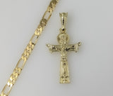 Plated Cross 5mm Figaro Chain Necklace