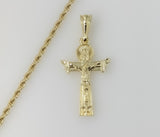 Plated Cross 3mm Rope/Braided Chain Necklace