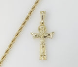 Plated Cross 4mm Rope/Braided Chain Necklace