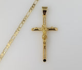 Plated Cross 3mm Figaro Chain Necklace