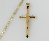 Plated Cross 4mm Figaro Chain Necklace