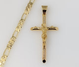 Plated Cross 5mm Figaro Chain Necklace