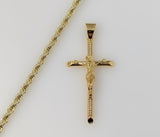 Plated Cross 4mm Rope/Braided Chain Necklace