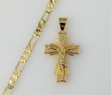 Plated Cross 5mm Figaro Chain Necklace