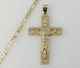 Plated Cross 4mm Figaro Chain Necklace