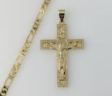 Plated Cross 5mm Figaro Chain Necklace