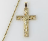 Plated Cross 3mm Rope/Braided Chain Necklace