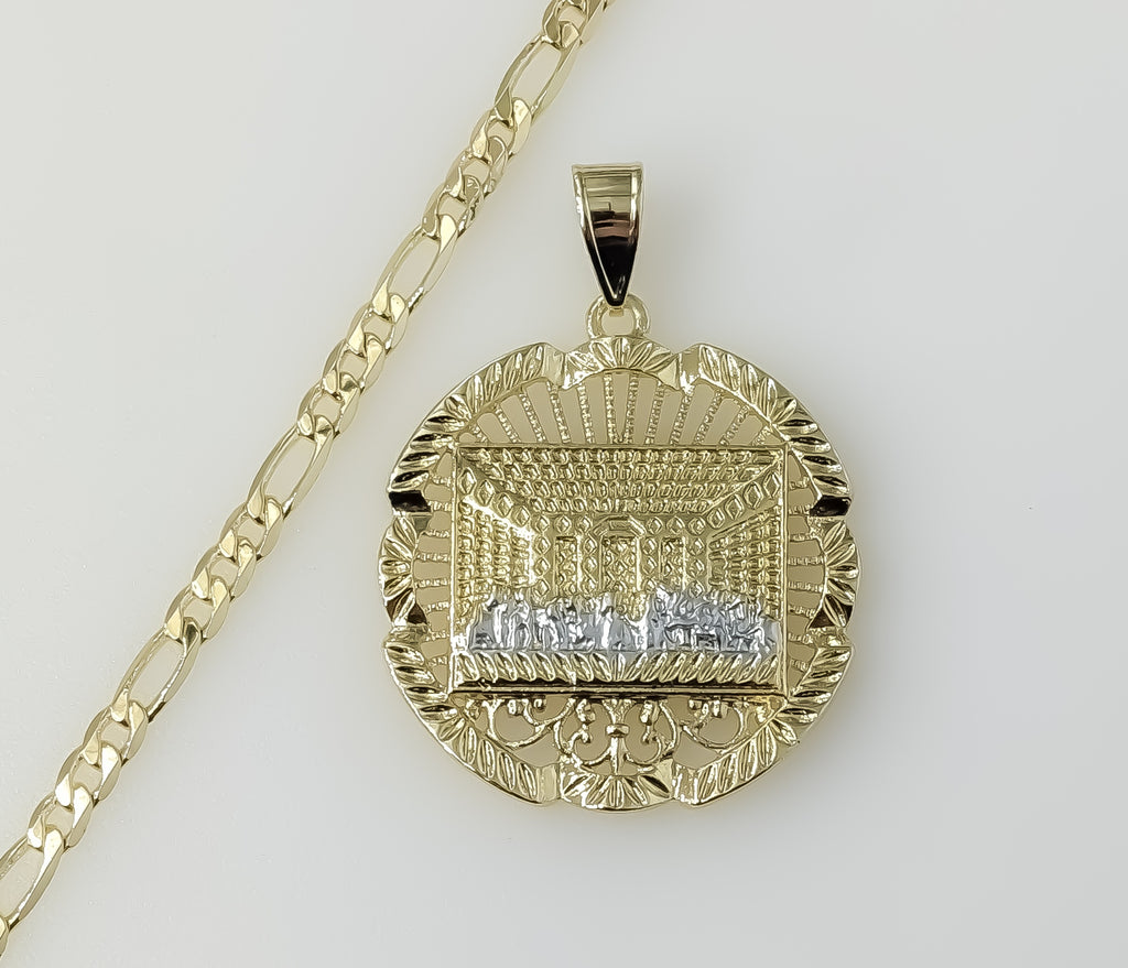 Plated The Last Supper 4mm Figaro Chain Necklace