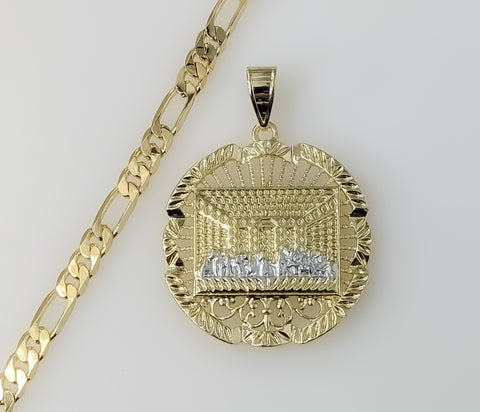 Plated The Last Supper 5mm Figaro Chain Necklace