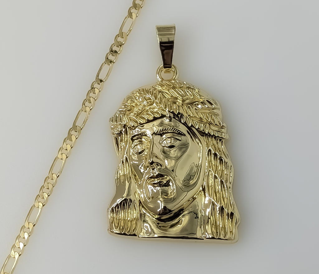 Plated Jesus 3mm Figaro Chain Necklace