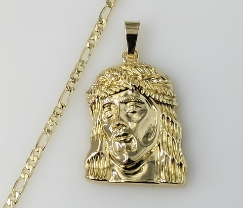 Plated Jesus 4mm Figaro Chain Necklace