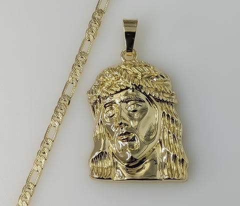 Plated Jesus 4mm 14K Diamond Cut Figaro Chain Necklace