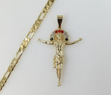 Plated Cross 5mm Figaro Chain Necklace