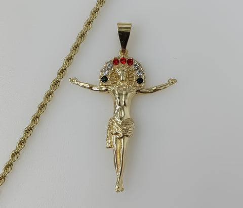 Plated Cross 3mm Rope/Braided Chain Necklace