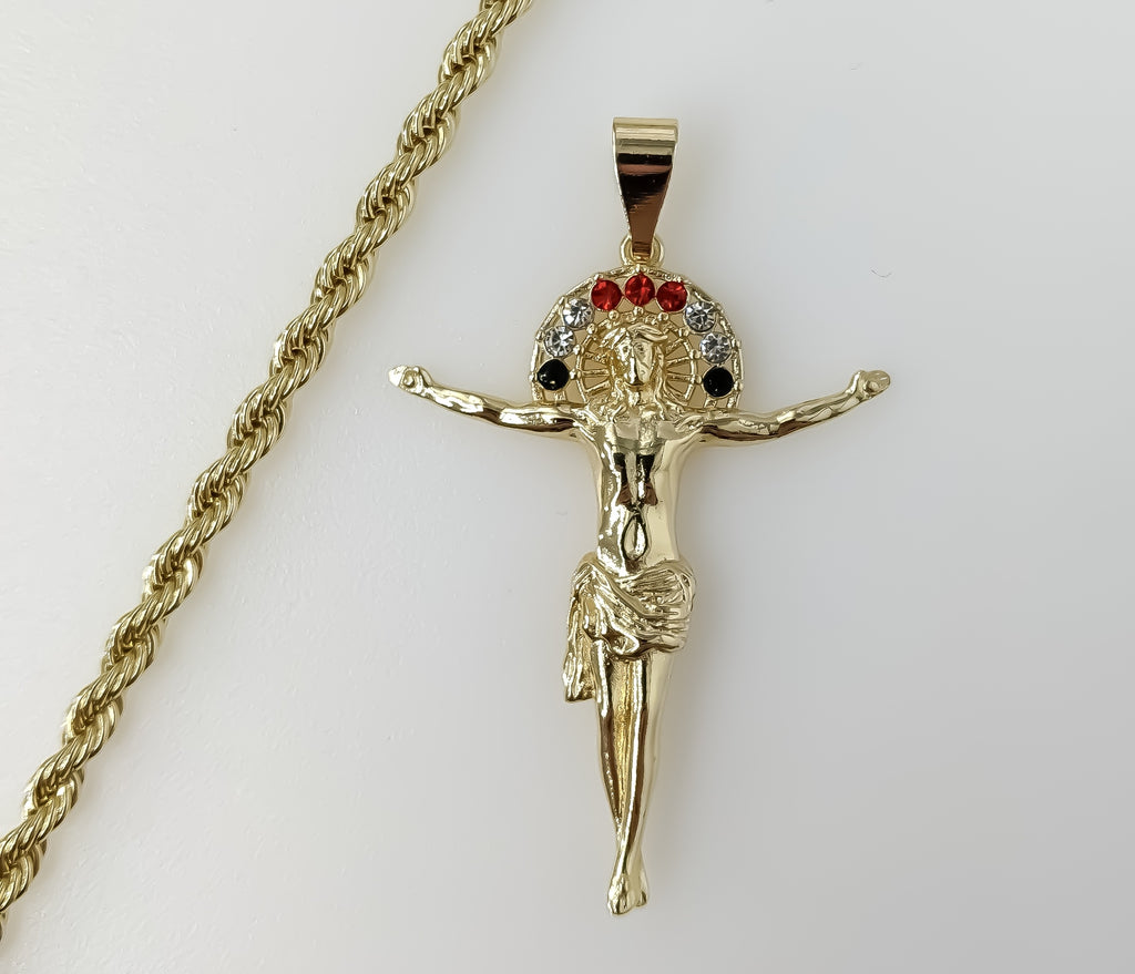 Plated Cross 4mm Rope/Braided Chain Necklace