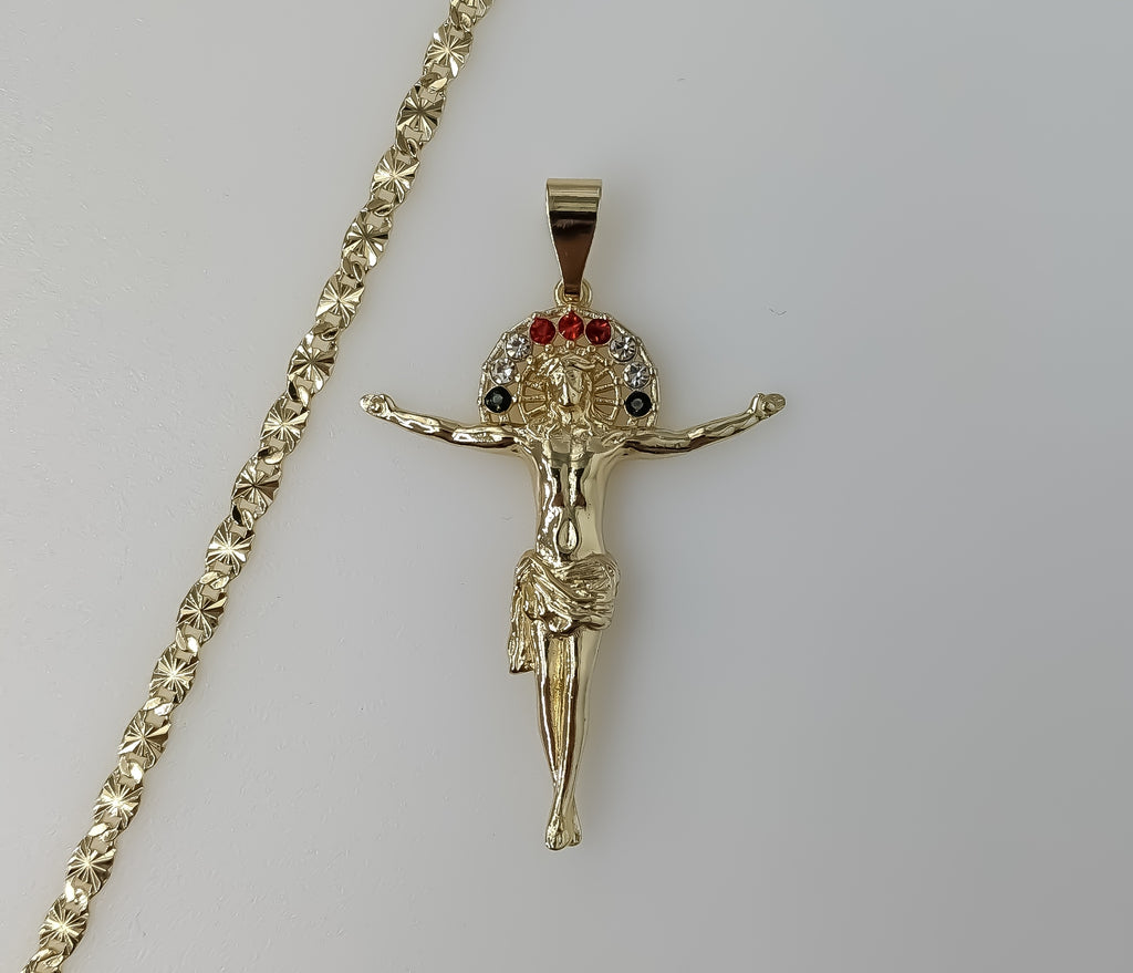 Plated Cross 4mm Star Chain Necklace