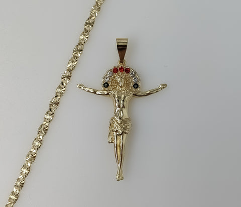 Plated Cross 4mm Star Chain Necklace