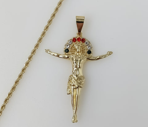 Plated Cross 2mm Rope/Braided Chain Necklace