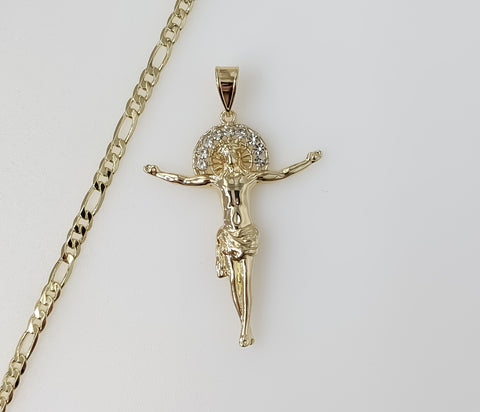 Plated Cross 4mm Figaro Chain Necklace