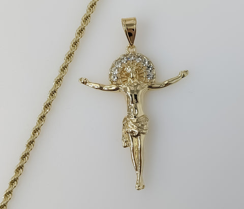 Plated Cross 3mm Rope/Braided Chain Necklace