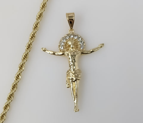 Plated Cross 4mm Rope/Braided Chain Necklace