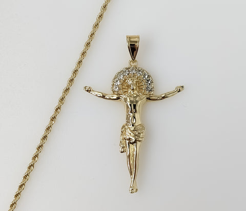 Plated Cross 2mm Rope/Braided Chain Necklace